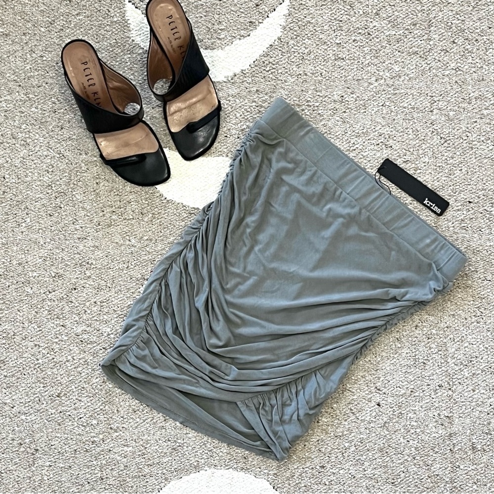 Krisa x Revolve Crossover Ruched Mini Skirt in Boulder Medium